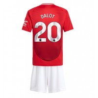 Camiseta Manchester United Diogo Dalot #20 Primera Equipación Replica 2024-25 para niños mangas cortas (+ Pantalones cortos)